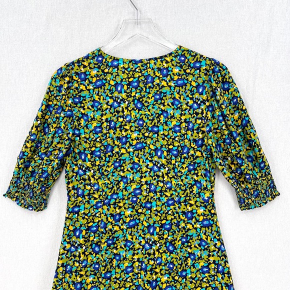 RAILS Roma Dress Womens Small Abstract Garden Print Green Blue Short Sleeve - Picture 8 of 16